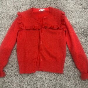 Red Ruffled Cardigan